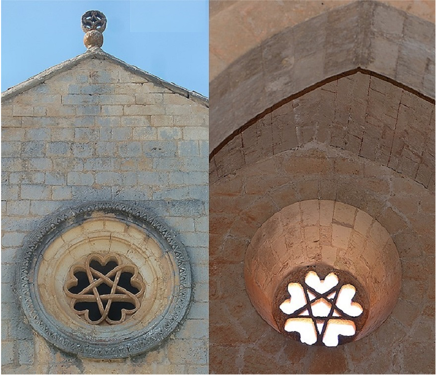 Pentalpha des oculus lobés de l'église San Bartolomé