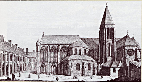 Eglise Sainte-Marie du Temple de Paris, lieu de réunion du chapitre de la province de France; gravure d'Israel sylvestre