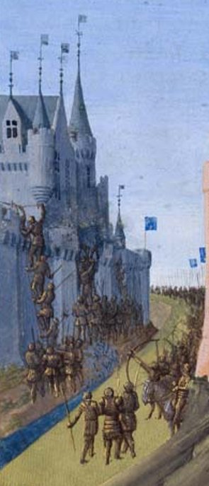 siege of Avignon; detail of Louis VIII the Lion; in: Grandes Chroniques de France,illuminated by Jean Fouquet, Tours, circa 1455-1460