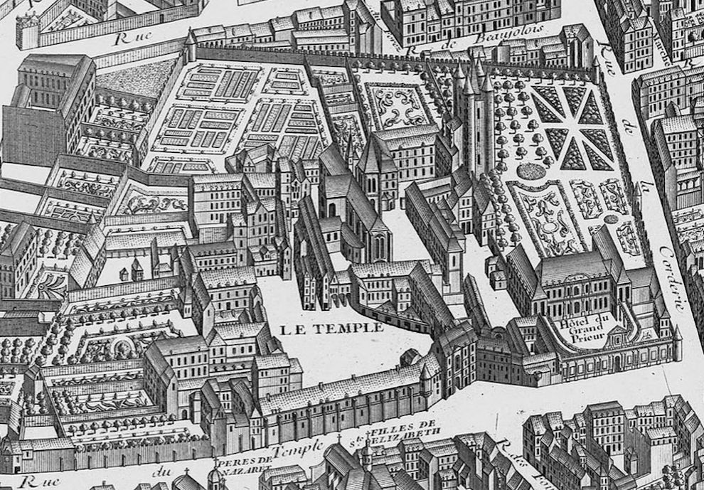 L'enclos du temple de Paris et l'hôtel du Grand Prieur du Temple siège de la Société du temple, plan de Turgot 1734 Capture dcran 2025 10 25 170050